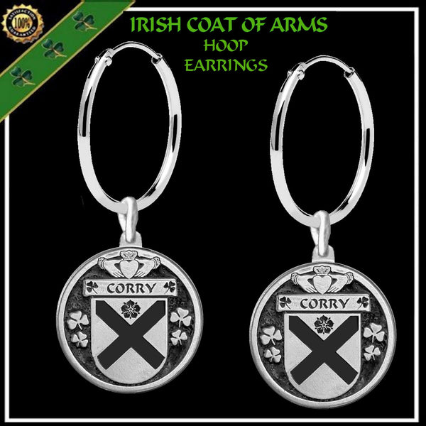 Corry Irish Disk Coat of Arms Earrings