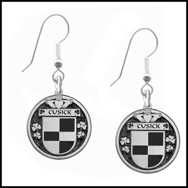 Cusick Irish Disk Coat of Arms Earrings