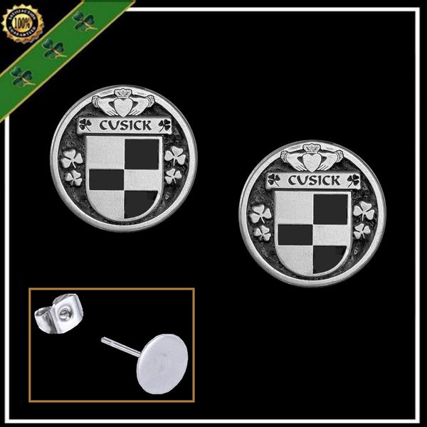 Cusick Irish Disk Coat of Arms Earrings