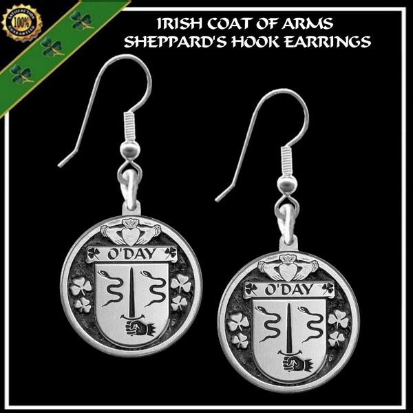 O'Day Irish Disk Coat of Arms Earrings