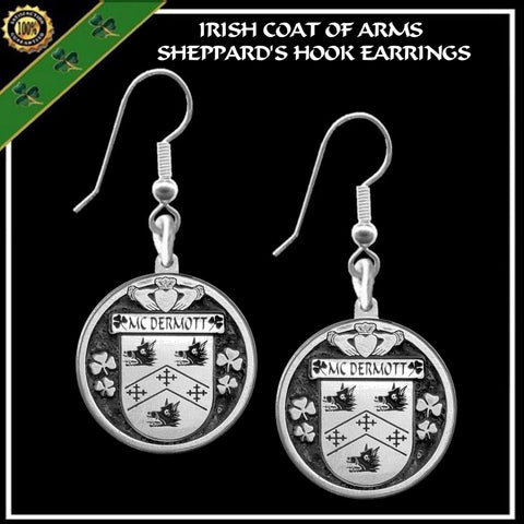 McDermott Irish Disk Coat of Arms Earrings