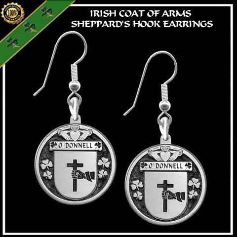 O'Donnell Irish Disk Coat of Arms Earrings