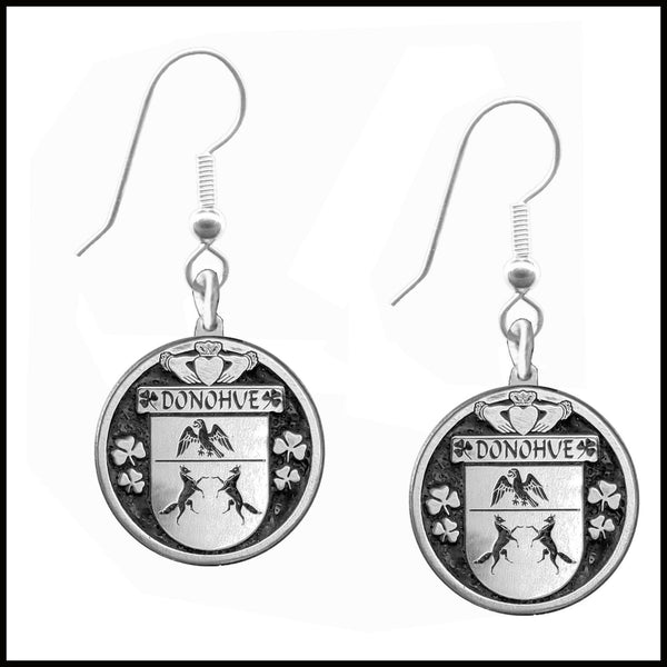 Donohue Irish Disk Coat of Arms Earrings