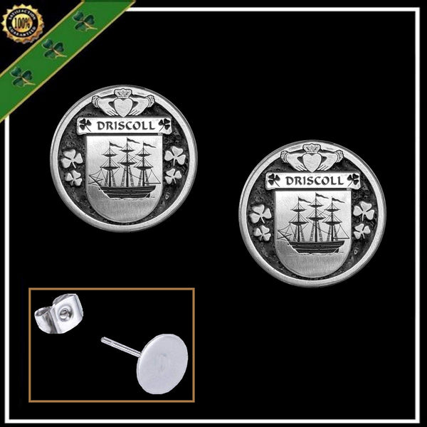 Driscoll Irish Disk Coat of Arms Earrings