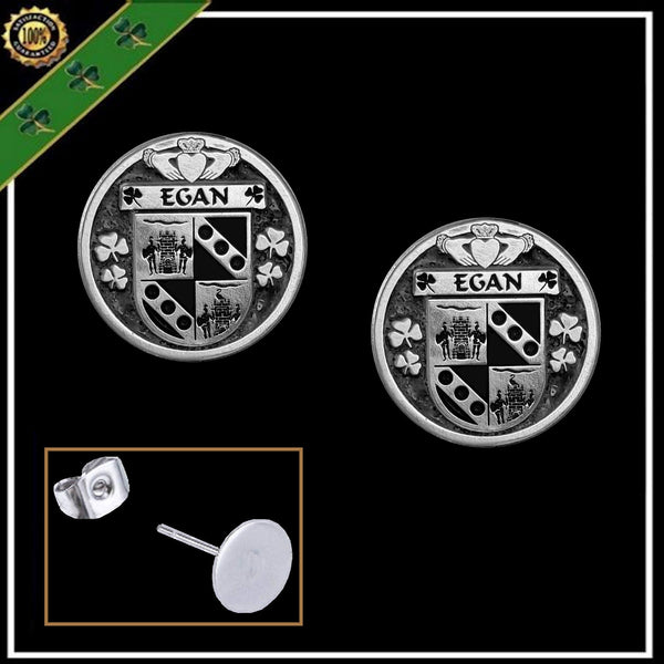 Egan Irish Disk Coat of Arms Earrings