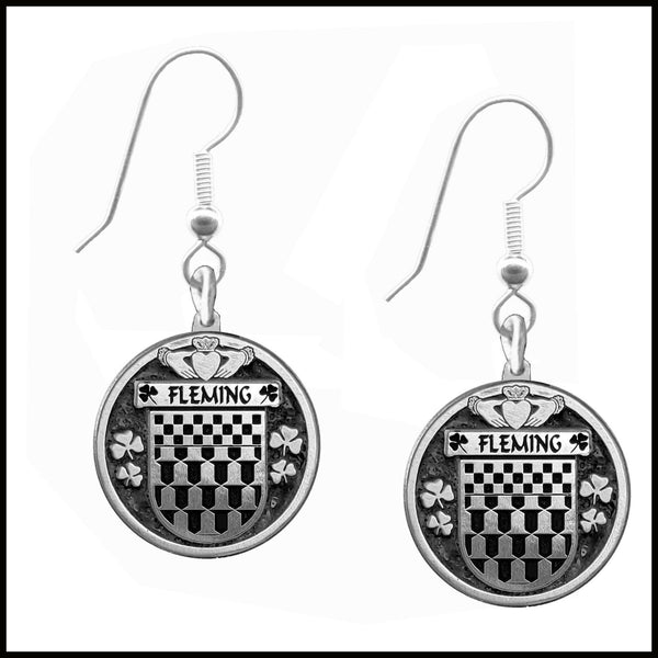 Fleming Irish Disk Coat of Arms Earrings