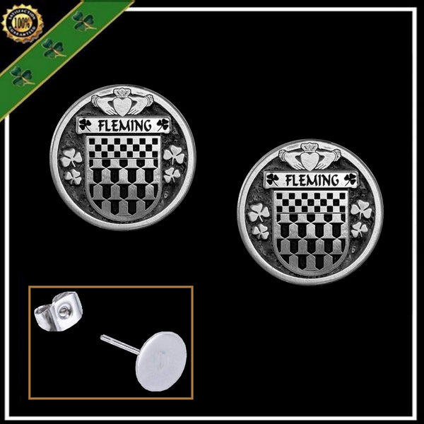 Fleming Irish Disk Coat of Arms Earrings