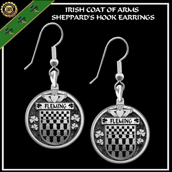 Fleming Irish Disk Coat of Arms Earrings