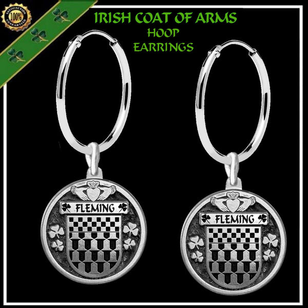 Fleming Irish Disk Coat of Arms Earrings