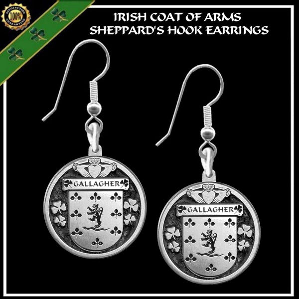 Gallagher Irish Disk Coat of Arms Earrings