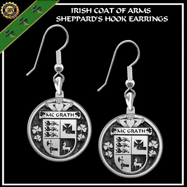 McGrath Irish Disk Coat of Arms Earrings