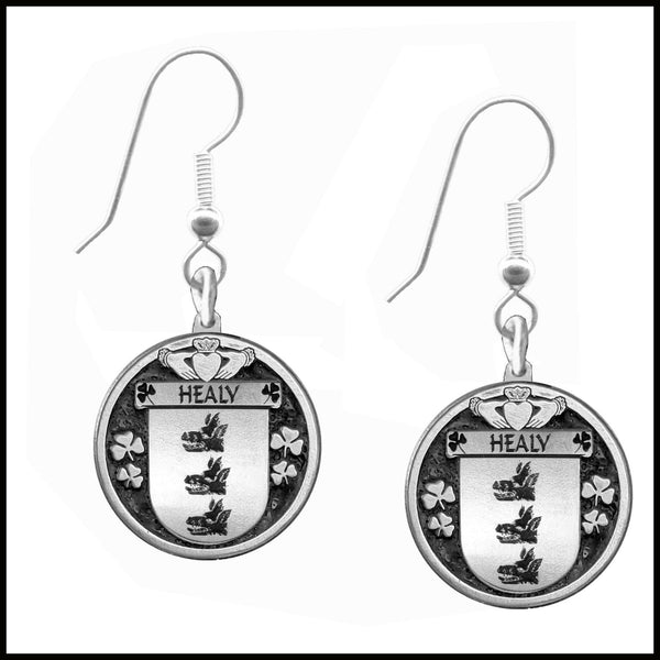 Healy Irish Disk Coat of Arms Earrings
