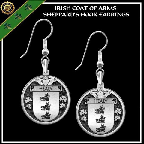 Healy Irish Disk Coat of Arms Earrings