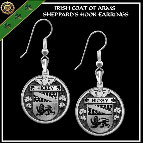Hickey Irish Disk Coat of Arms Earrings
