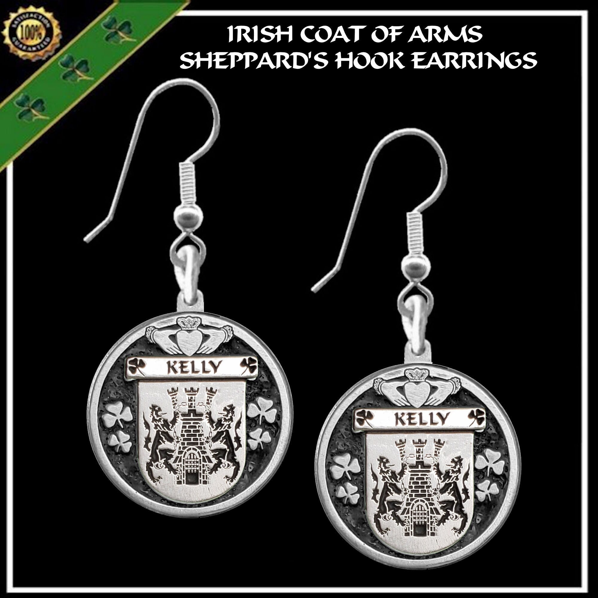 Kelly Irish Disk Coat of Arms Earrings