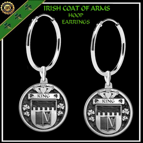 King Irish Disk Coat of Arms Earrings