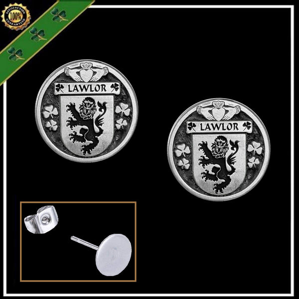 Lawler Irish Disk Coat of Arms Earrings