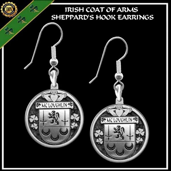 McLoughlin Irish Disk Coat of Arms Earrings