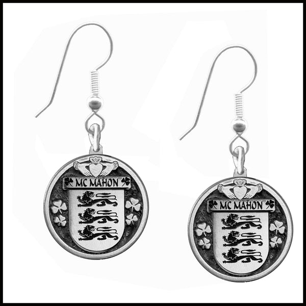 McMahon Irish Disk Coat of Arms Earrings