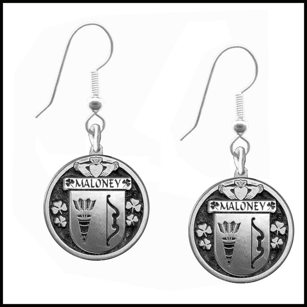 Maloney Irish Disk Coat of Arms Earrings