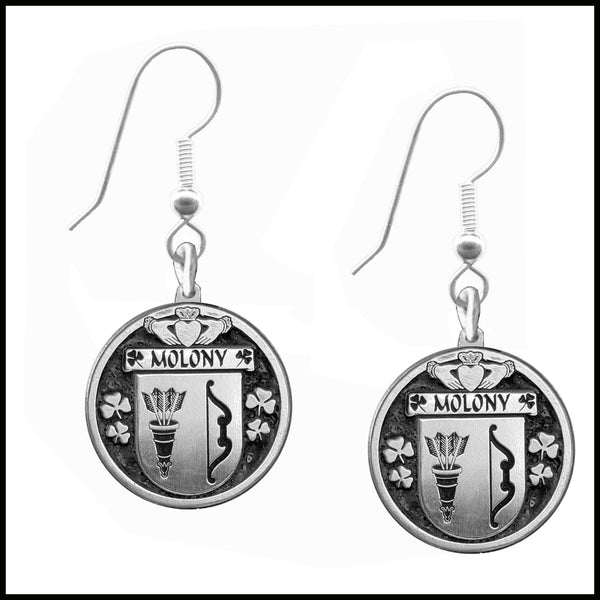 Molony Irish Disk Coat of Arms Earrings