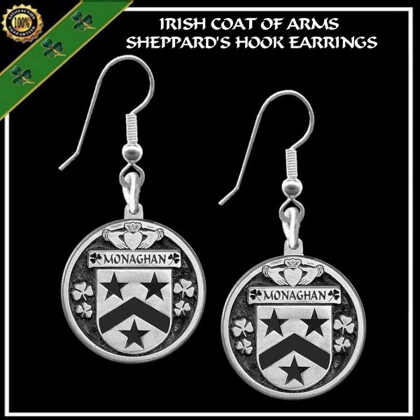 Monaghan Irish Disk Coat of Arms Earrings