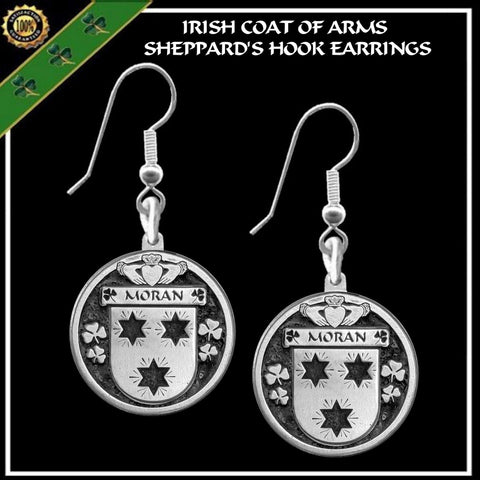 Moran Irish Disk Coat of Arms Earrings