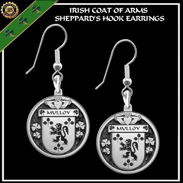 Mulloy Irish Disk Coat of Arms Earrings