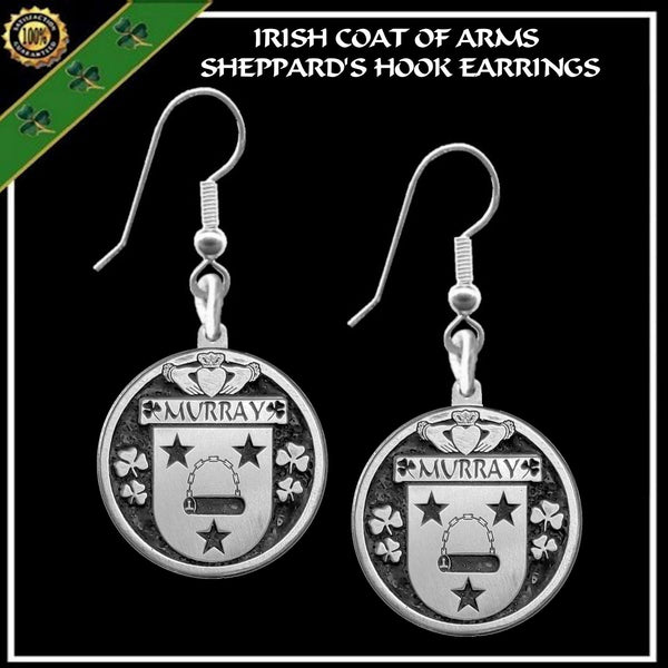 Murray Irish Disk Coat of Arms Earrings