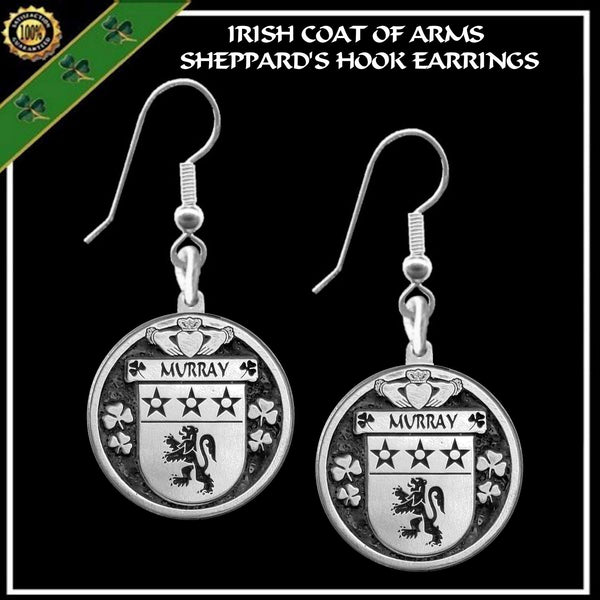 Murray Irish Disk Coat of Arms Earrings