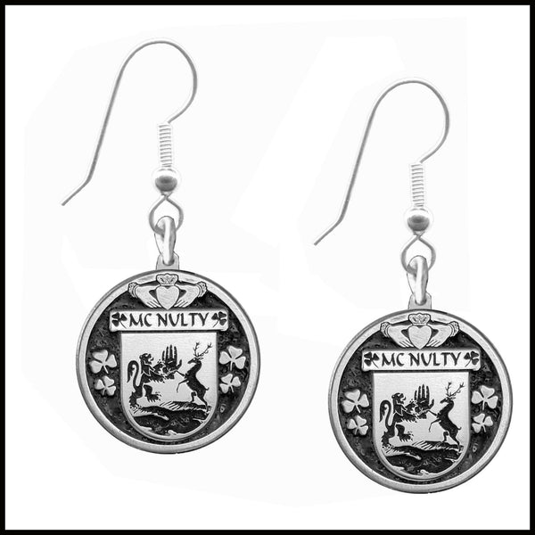 McNulty Irish Disk Coat of Arms Earrings