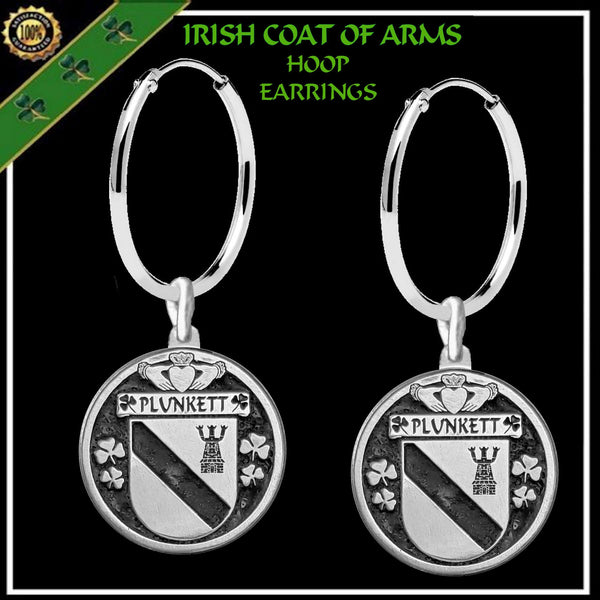 Plunkett Irish Disk Coat of Arms Earrings