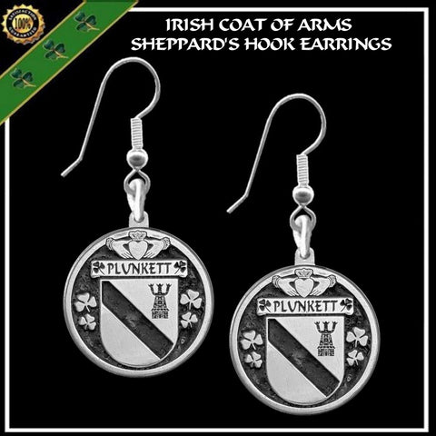 Plunkett Irish Disk Coat of Arms Earrings