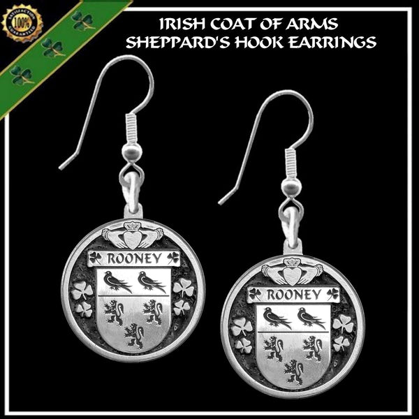 Rooney Irish Disk Coat of Arms Earrings