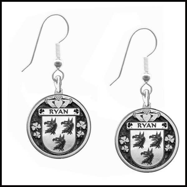 Ryan Irish Disk Coat of Arms Earrings