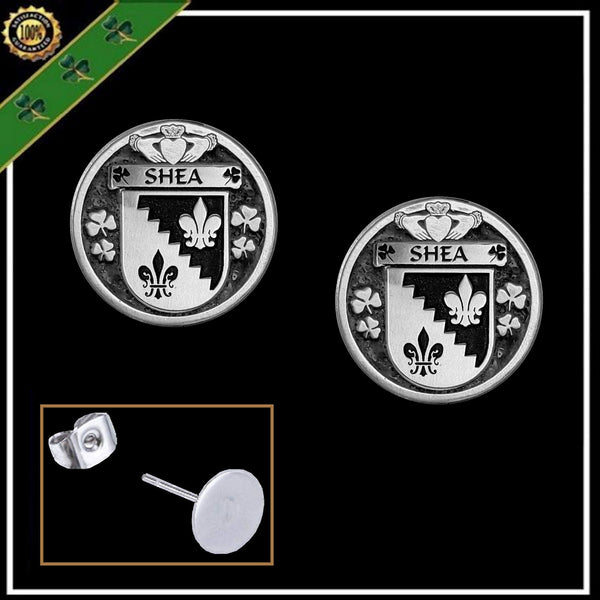Shea Irish Disk Coat of Arms Earrings
