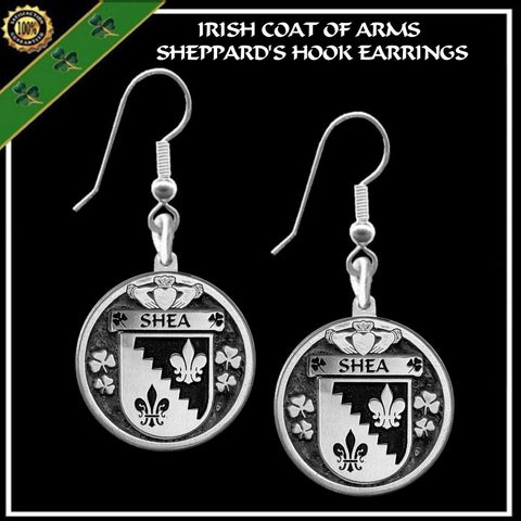 Shea Irish Disk Coat of Arms Earrings