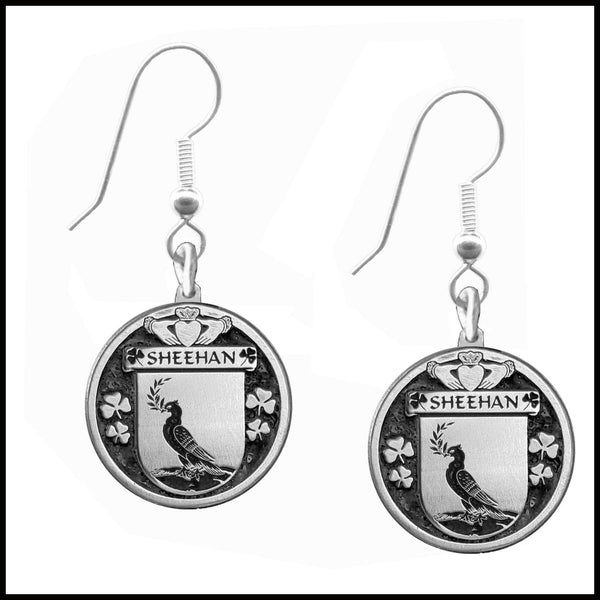Sheehan Irish Disk Coat of Arms Earrings