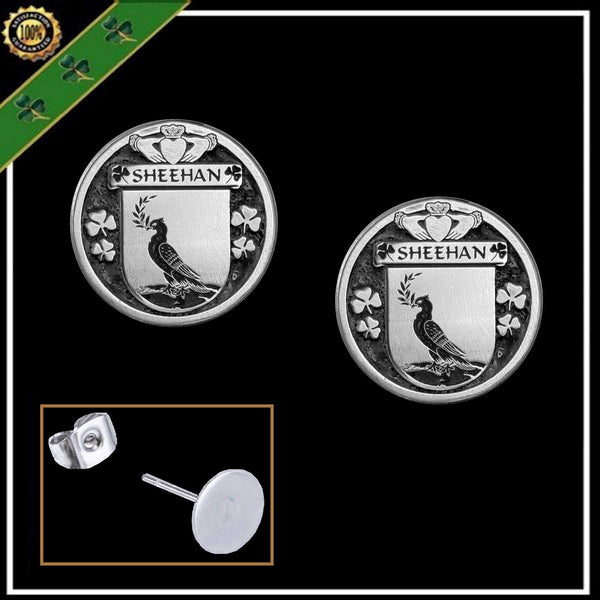 Sheehan Irish Disk Coat of Arms Earrings