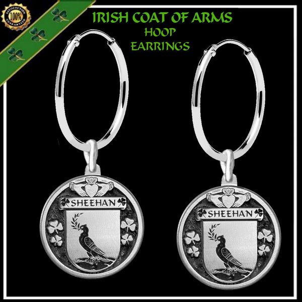 Sheehan Irish Disk Coat of Arms Earrings