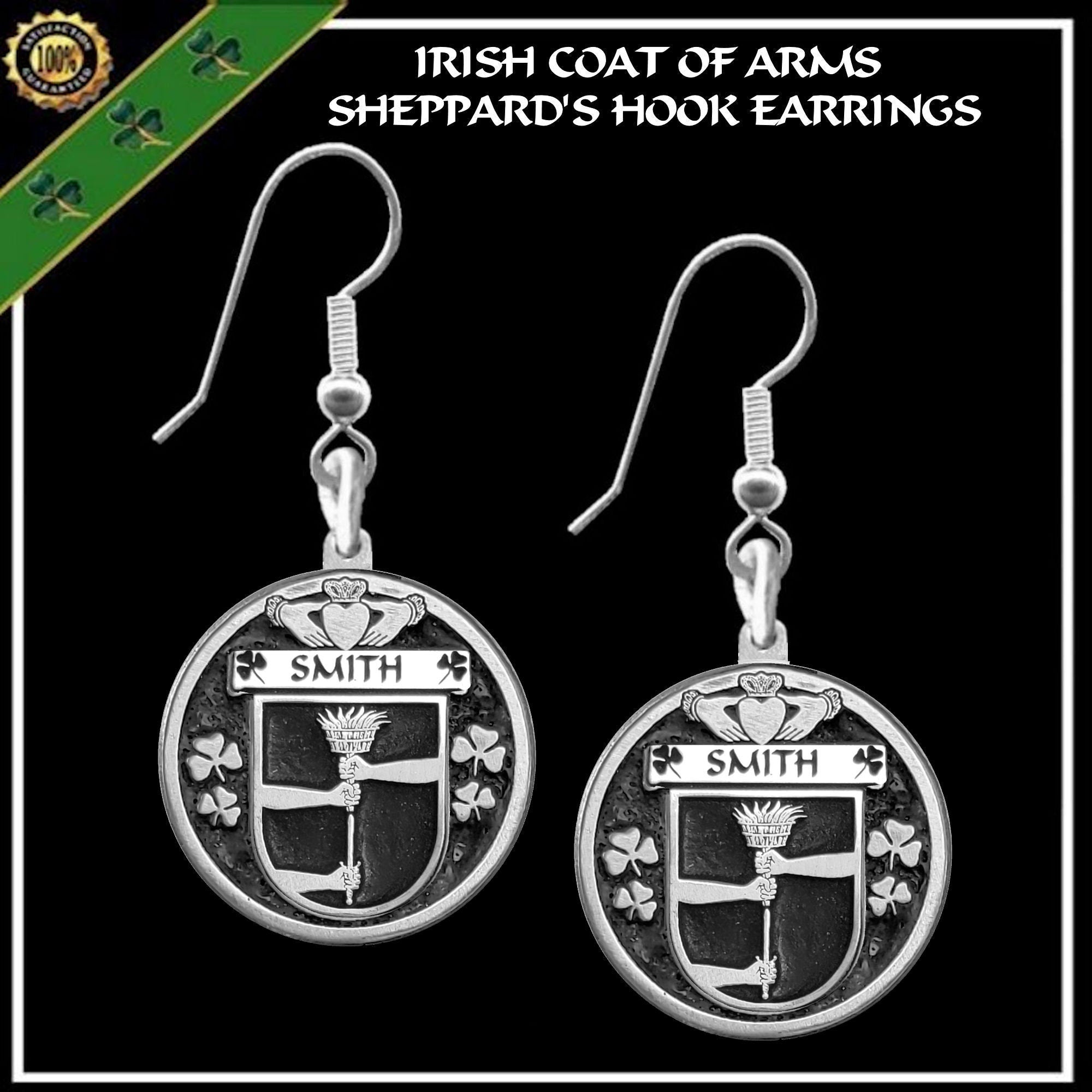 Smith Irish Disk Coat of Arms Earrings