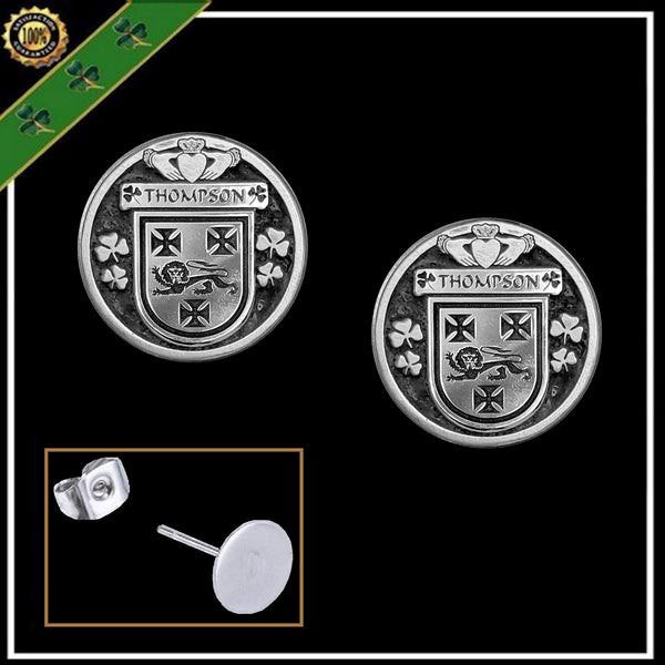 Thompson Irish Disk Coat of Arms Earrings