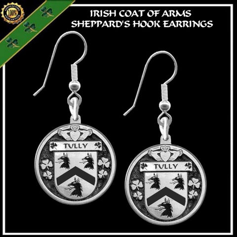 Tully Irish Disk Coat of Arms Earrings