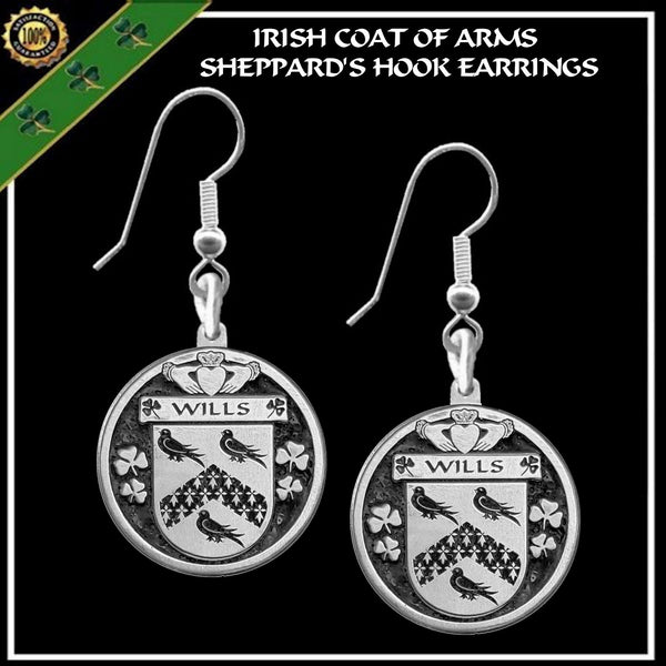 Willis Irish Disk Coat of Arms Earrings