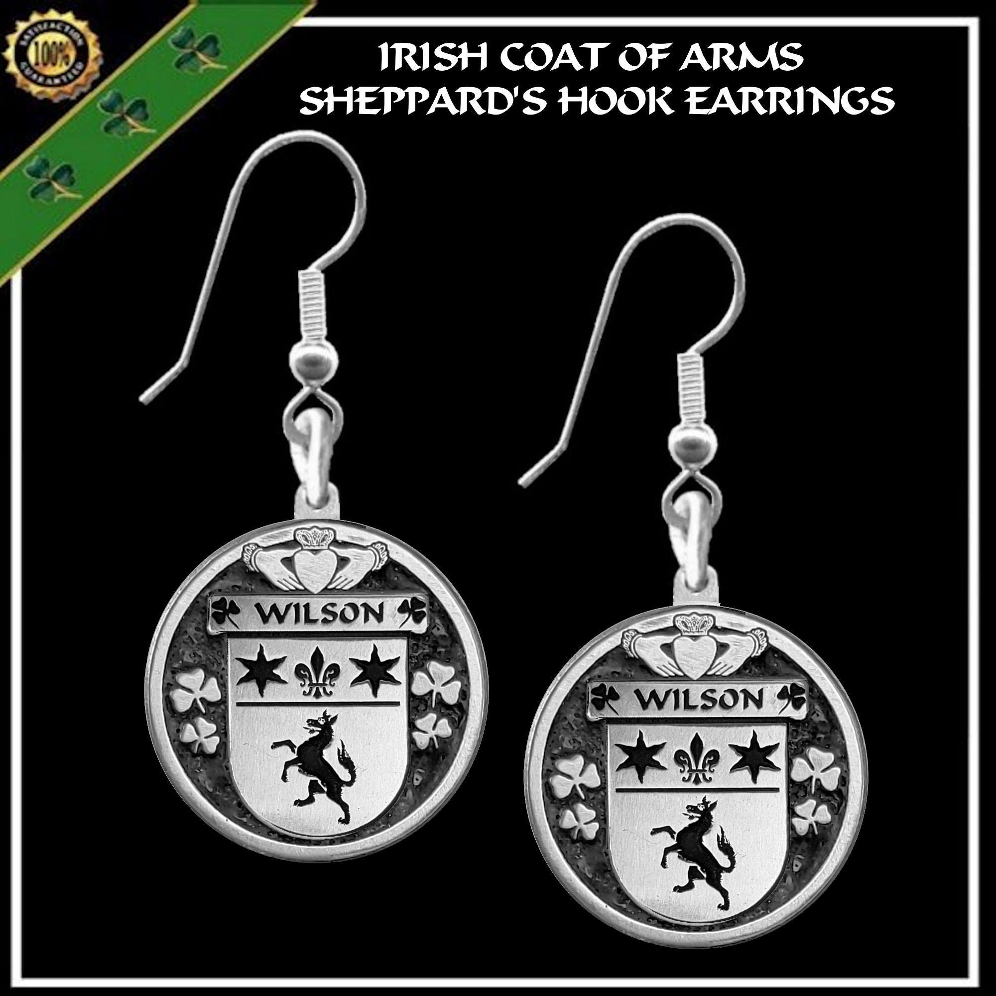 Wilson Irish Disk Coat of Arms Earrings