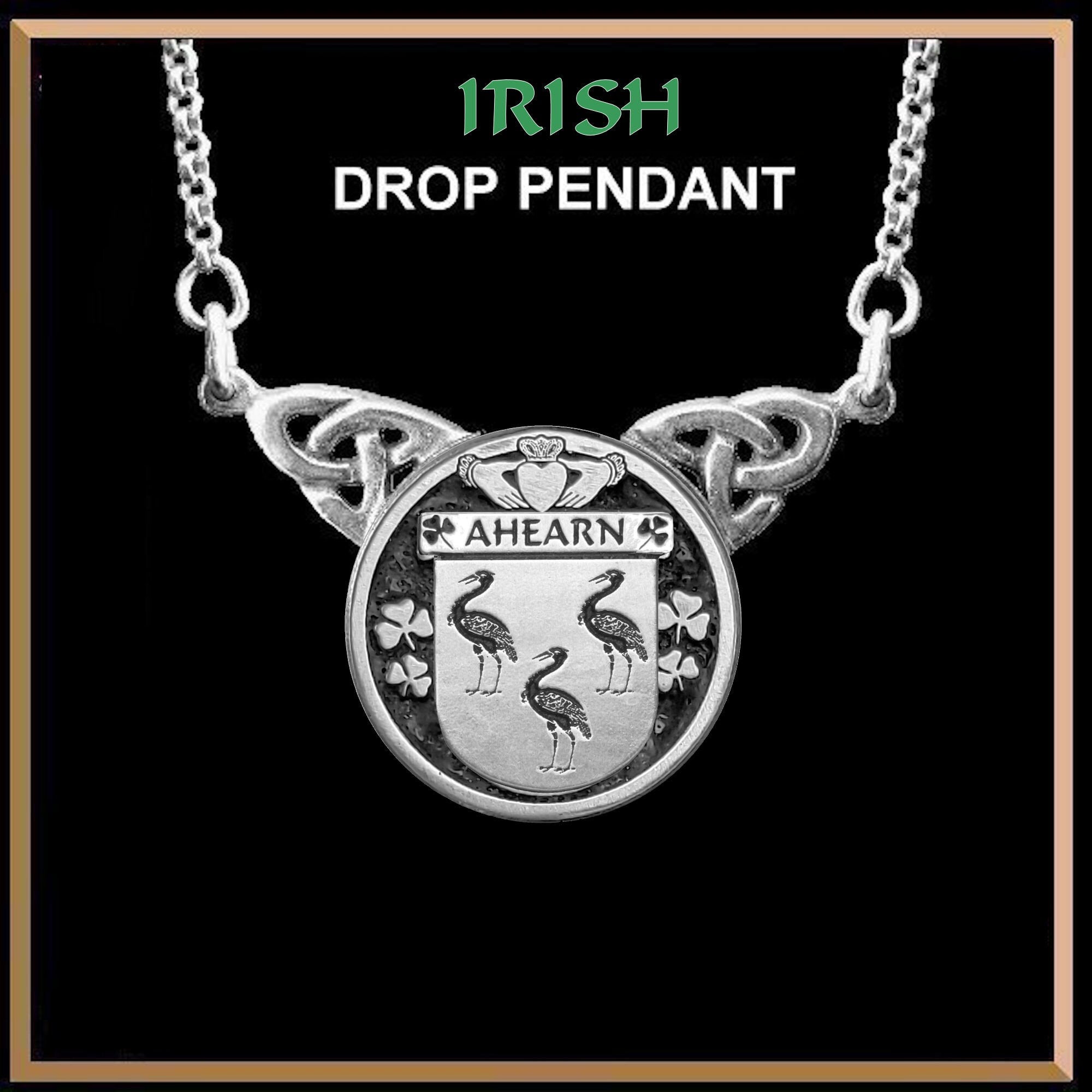 Ahearn Irish Coat of Arms Double Drop Pendant ~ ILP03