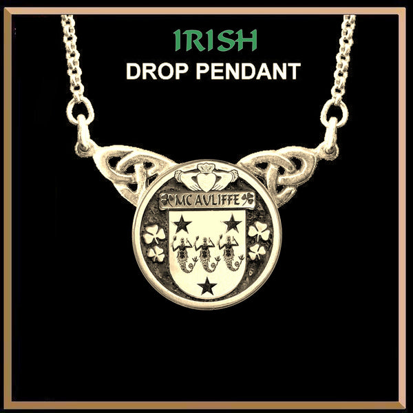 McAuliffe Irish Coat of Arms Double Drop Pendant ~ ILP03