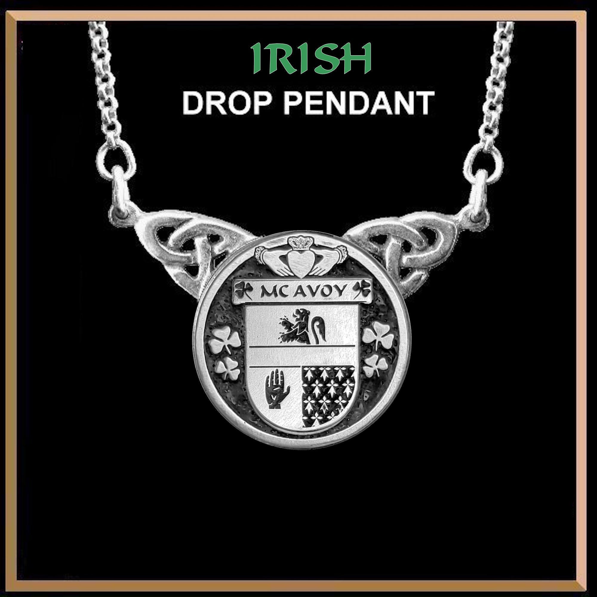McAvoy Irish Coat of Arms Double Drop Pendant ~ ILP03