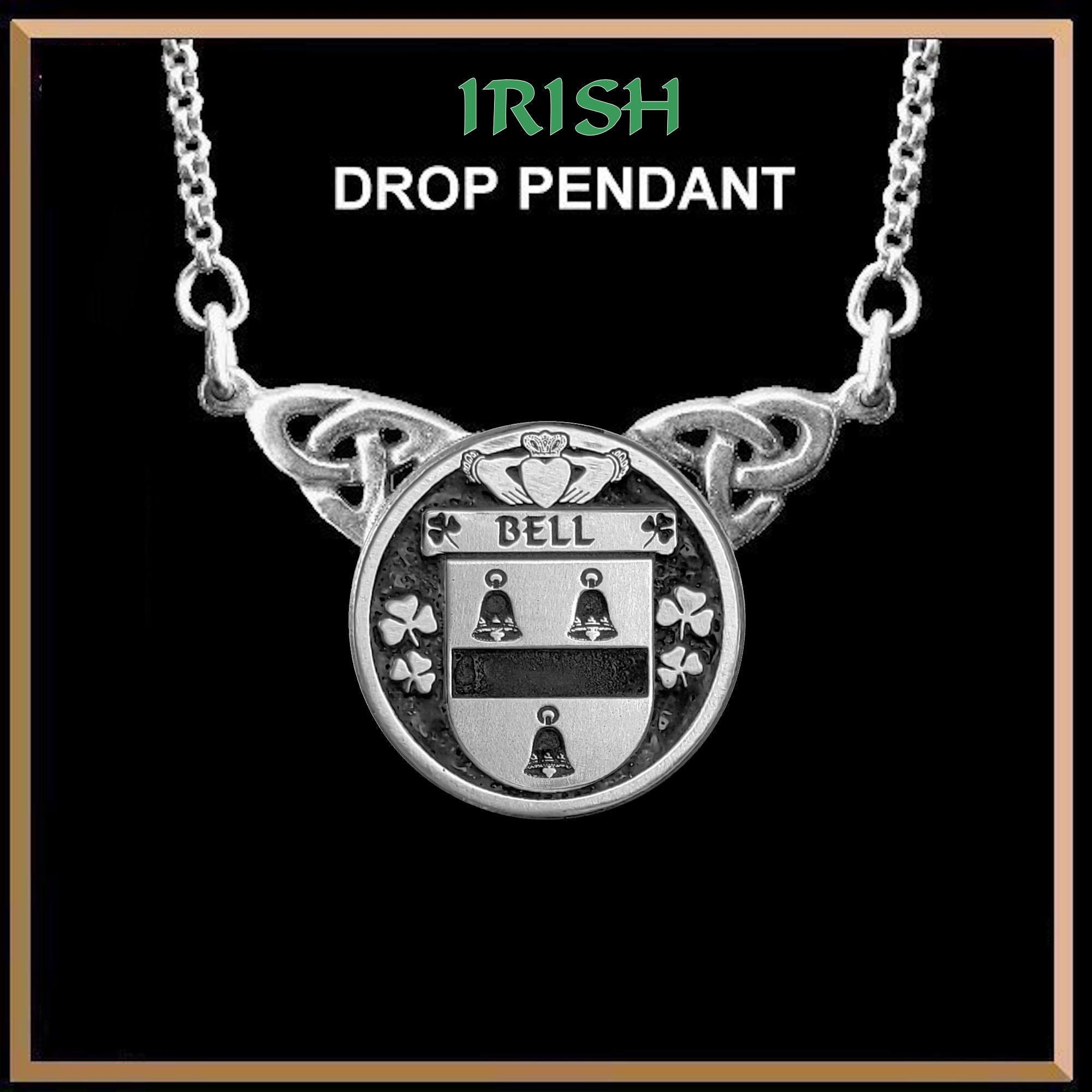 Bell Irish Coat of Arms Double Drop Pendant ~ ILP03