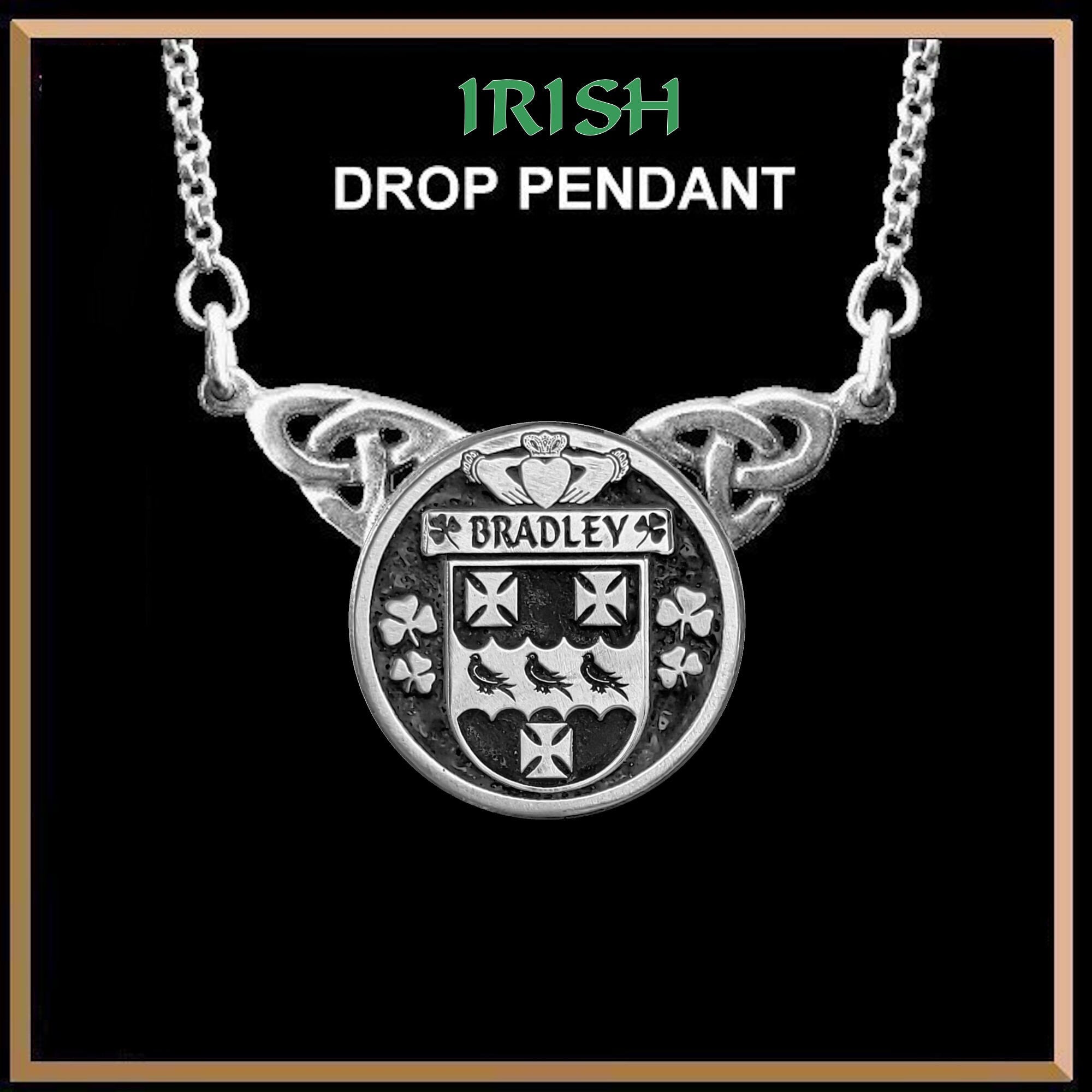 Bradley Irish Coat of Arms Double Drop Pendant ~ ILP03